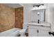 Updated bathroom featuring granite counters, new vanity, and tiled shower at 2958 E Contessa St, Mesa, AZ 85213