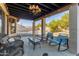 Inviting, covered outdoor seating area with plush wicker furniture overlooking the tranquil pool at 6544 E Portia St, Mesa, AZ 85215