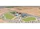 Aerial view of community with clubhouse, pool, playground, walking trails and green spaces at 11980 E Aster Ln, Florence, AZ 85132