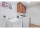 Well-lit laundry room includes a modern washing machine, sink, and ample cabinet space at 15652 N 175Th Ct, Surprise, AZ 85388