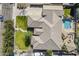 Aerial view of the property highlighting the pool, patio, and well-maintained landscaping at 19727 E Julius Rd, Queen Creek, AZ 85142