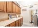 Laundry room with ample cabinet space, a sink, and modern washer and dryer units at 19727 E Julius Rd, Queen Creek, AZ 85142