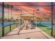 Spacious viewing area available to relax and enjoy the community tennis courts while taking in the beautiful sunset at 8012 E Monte Ave, Mesa, AZ 85209