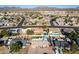 Aerial view of a single Gathering home in a residential area with mountain views in the background at 1353 N Avoca --, Mesa, AZ 85207