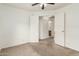 Bedroom featuring a ceiling fan and views of the en-suite bathroom at 1903 E San Tan St, Chandler, AZ 85225