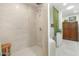 Walk-in shower with neutral tile, and convenient bench seating at 1047 E 9Th St, Mesa, AZ 85203