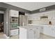 Modern kitchen with white cabinets, stainless steel appliances, tile backsplash, and center island at 2535 E Saratoga St, Gilbert, AZ 85296