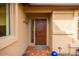 Charming front entry featuring a decorative wood door and sidelight window at 3648 N 162Nd Ave, Goodyear, AZ 85395