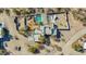 Aerial view of custom home featuring a pool, desert landscaping, and a secluded lot at 44706 N 10Th Way, New River, AZ 85087