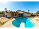 Exterior view of home, pool, and covered patio, showcasing outdoor living space at 614 W Mcnair St, Chandler, AZ 85225