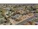 Overhead shot of residential neighborhood with manicured landscaping, a pool, and tree coverage in Arizona at 6420 E Gary Rd, Scottsdale, AZ 85254