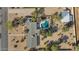 Aerial view of property showcasing a sparkling pool, lush landscaping, and ample yard space at 6420 E Gary Rd, Scottsdale, AZ 85254