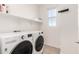 Laundry room equipped with a washer, dryer, shelving and natural light at 5460 S Dillon Cir, Mesa, AZ 85212