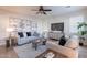 Bright living room with a ceiling fan, neutral color palette, and comfortable seating at 9556 W Frank Ave, Peoria, AZ 85382