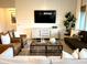 Cozy living room showcasing modern furniture, large screen TV, and a stylish decor at 22443 E Munoz St, Queen Creek, AZ 85142