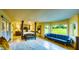 Elegant bedroom with luxury furniture and a scenic view of the lush green golf course at 7155 E Oakmont Dr, Paradise Valley, AZ 85253