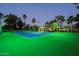 Brightly lit tennis court with palms providing a backyard oasis for recreation and sport at 9128 N 70Th St, Paradise Valley, AZ 85253