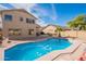 Serene backyard with a sparkling pool, perfect for relaxation and entertainment at 2528 W Mericrest Way, San Tan Valley, AZ 85144