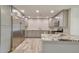 Modern kitchen featuring stainless steel appliances, granite counters, and gray cabinets at 8150 E Mitchell Dr, Scottsdale, AZ 85251