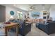 Cozy living room featuring comfortable seating, a modern ceiling fan, and natural light from the windows at 10545 E Texas Ave, Mesa, AZ 85212