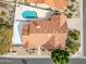 Overhead aerial view of backyard and roof at 10895 E Mission Ln, Scottsdale, AZ 85259