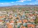 Aerial view of the community, showcasing houses with pools, lush landscaping, and mountain views at 10895 E Mission Ln, Scottsdale, AZ 85259