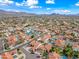 Beautiful overhead real estate shot of the community, complete with pools and desert landscaping at 10895 E Mission Ln, Scottsdale, AZ 85259