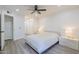 This main bedroom offers a ceiling fan and a spacious closet at 2025 E Campbell Ave # 265, Phoenix, AZ 85016