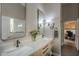 Elegant bathroom featuring double sinks, modern fixtures, and ample counter space at 7149 E Quartz St, Mesa, AZ 85207