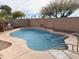 Sparkling in-ground pool in a private backyard oasis with mature trees and a block fence at 11335 E Cicero St, Mesa, AZ 85207