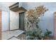 A welcoming entrance with unit number 107 is framed by lush, drought-tolerant foliage at 18239 N 40Th St # 107, Phoenix, AZ 85032