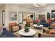 Comfortable lounge area with plush seating, stylish decor, and a view of a conference room and library at 7740 E Gainey Ranch Rd # 36, Scottsdale, AZ 85258