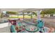 Comfortable covered patio with seating and mature trees at 10303 W Desert Forest N Cir, Sun City, AZ 85351