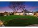 Large backyard featuring a putting green, mature shade tree, and swimming pool at 623 E Winter Drive Dr, Phoenix, AZ 85020