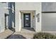 Close-up of a modern front door with glass panels and stylish hardware, set in a bright and welcoming entryway at 3128 E Cheryl Dr, Phoenix, AZ 85028