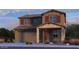 Two-story home featuring a stone porch, two-car garage, and neutral color palette with red shutters at 16792 W Hope Dr, Surprise, AZ 85388