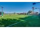 Expansive dog park with artificial turf, benches, and shade structures at 3706 E Ravenswood Dr, Gilbert, AZ 85298