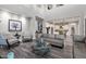 Bright and airy living room with gray sofa, high ceilings and wood-look floors at 3930 E Enrose St, Mesa, AZ 85205