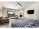 Bright main bedroom with fireplace, ceiling fan, patio access and an airy feel at 44434 N 20Th St, New River, AZ 85087