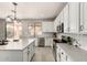 Modern kitchen with white cabinets, granite countertops, stainless steel appliances, and a large window at 10318 E Irwin Ave, Mesa, AZ 85209