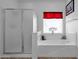 Bathroom with a glass shower, soaking tub, a window with decor and a tiled floor at 2514 E Espada Trl, Casa Grande, AZ 85194