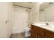 Clean bathroom with updated vanity, well-lit mirror, and a shower-tub combination at 2910 W Marconi Ave # 105, Phoenix, AZ 85053
