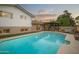 A refreshing backyard pool with patio featuring outdoor dining and a cozy lounge spot, an outdoor oasis at 8740 E Mulberry St, Scottsdale, AZ 85251