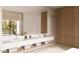 Bright bathroom featuring a double sink vanity, large mirror, and storage cabinets with natural lighting at 4232 E Upper Ridge Way, Paradise Valley, AZ 85253