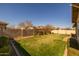 Backyard featuring a well-maintained lawn, privacy wall, and mature landscaping at 5054 S Advant Ter, Mesa, AZ 85212