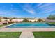 Backyard pool surrounded by lush landscaping, with a resort-style feel at 19612 W Georgia Ave, Litchfield Park, AZ 85340