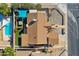 Aerial view of the home showcasing the backyard with a pool, hot tub, and patio area at 2366 E Shea Blvd, Phoenix, AZ 85028