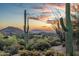 Beautiful desert landscape with mature Saguaro cactus and mountain views at sunset at 10020 E Relic Rock Rd # 18, Scottsdale, AZ 85262