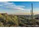 Desert home with breathtaking views of the sunset with giant saguaros in the foreground and blue skies above at 10020 E Relic Rock Rd # 18, Scottsdale, AZ 85262