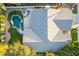 Aerial view of the house showcasing the backyard pool and covered patio at 10431 N 55Th Pl, Paradise Valley, AZ 85253